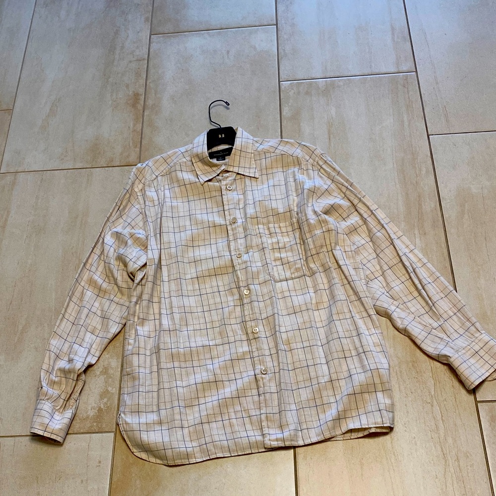Ermenegildo Zegna Men's Light Beige Checkered Shirt